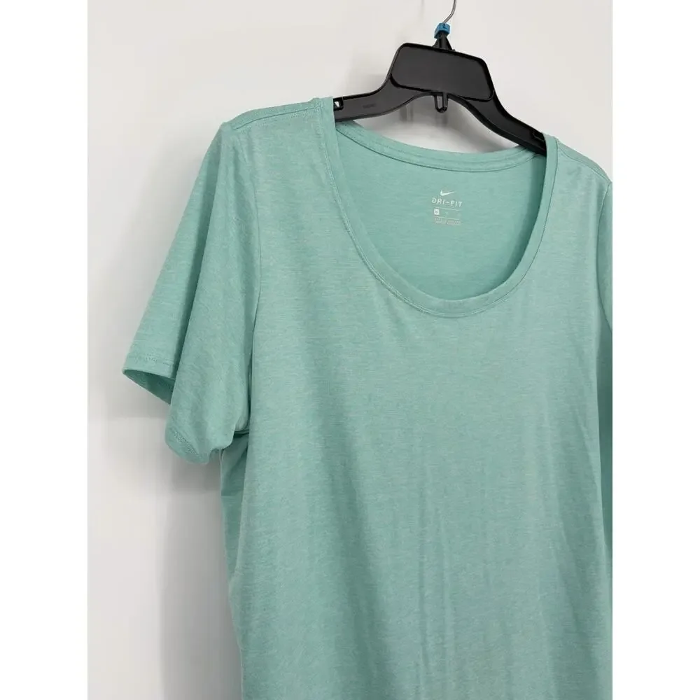 Nike Women's Running Top Shirt Athletic, Scoop Neck, Dri-Fit, XL Blue Aqua